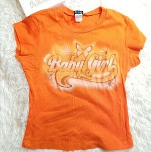 Girls graphic tee Sz M neon orange